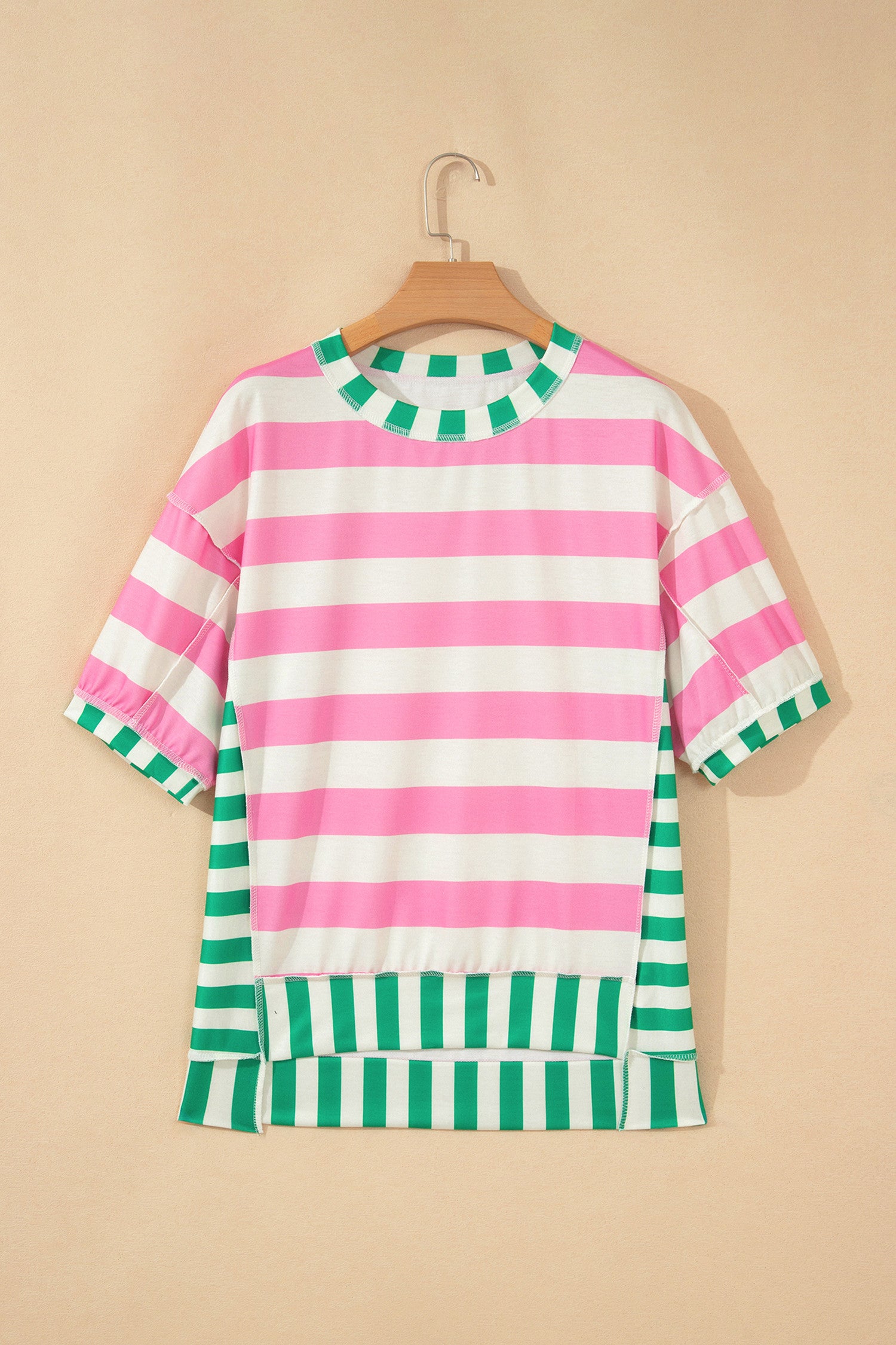Seam Contrast Patchwork Oversized Top