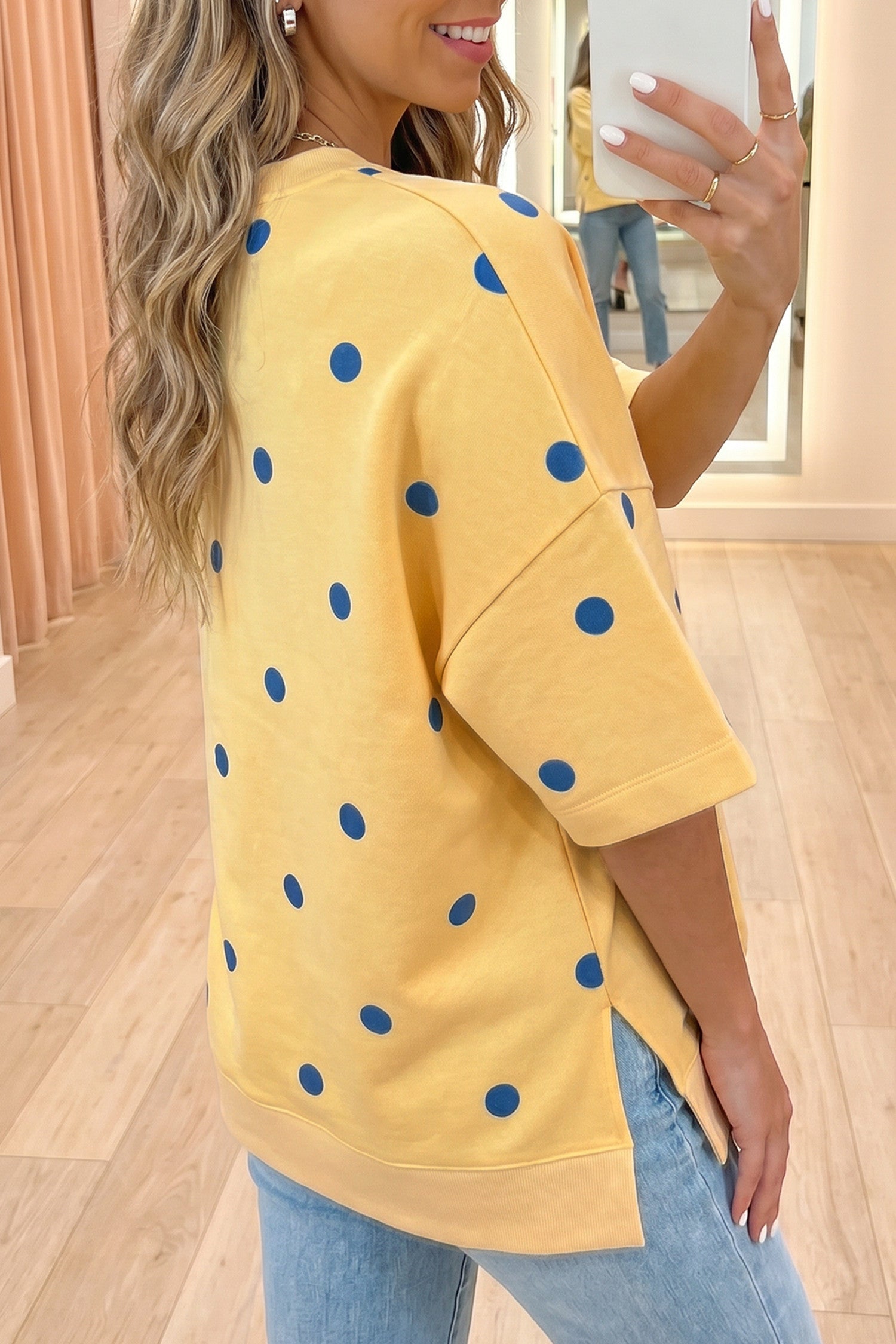 Print Crossed Seam Detail Oversize Tee