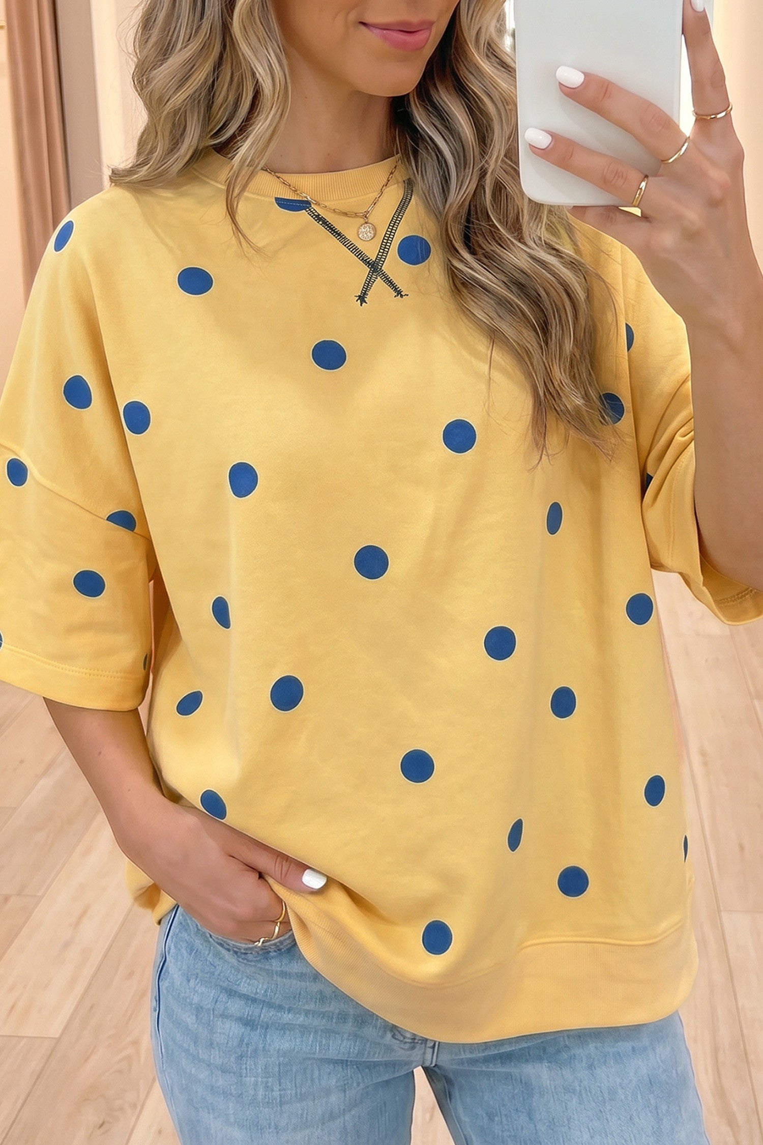 Print Crossed Seam Detail Oversize Tee